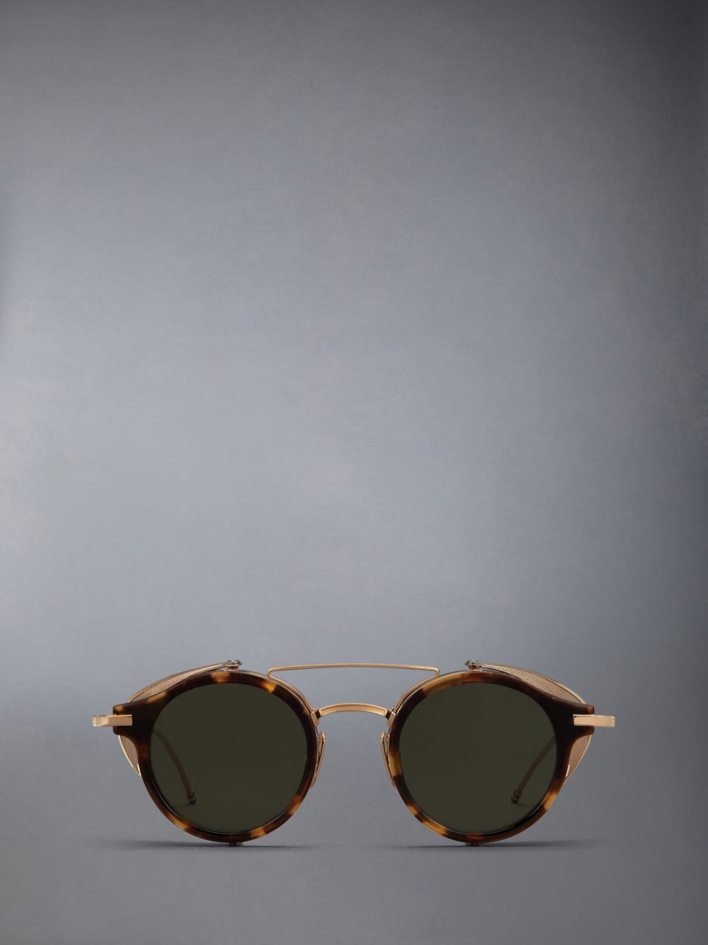 Thom Browne Tortoise Acetate And Titanium Round W/ Side Shields Uomo Occhiali da Sole Marroni | KTE52F79108