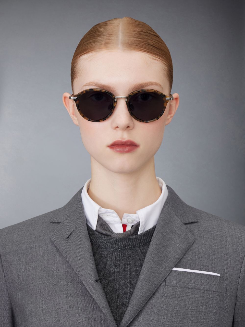 Thom Browne Tortoise Acetate And Titanium Round Uomo Occhiali da Sole Marroni | INA47C25015