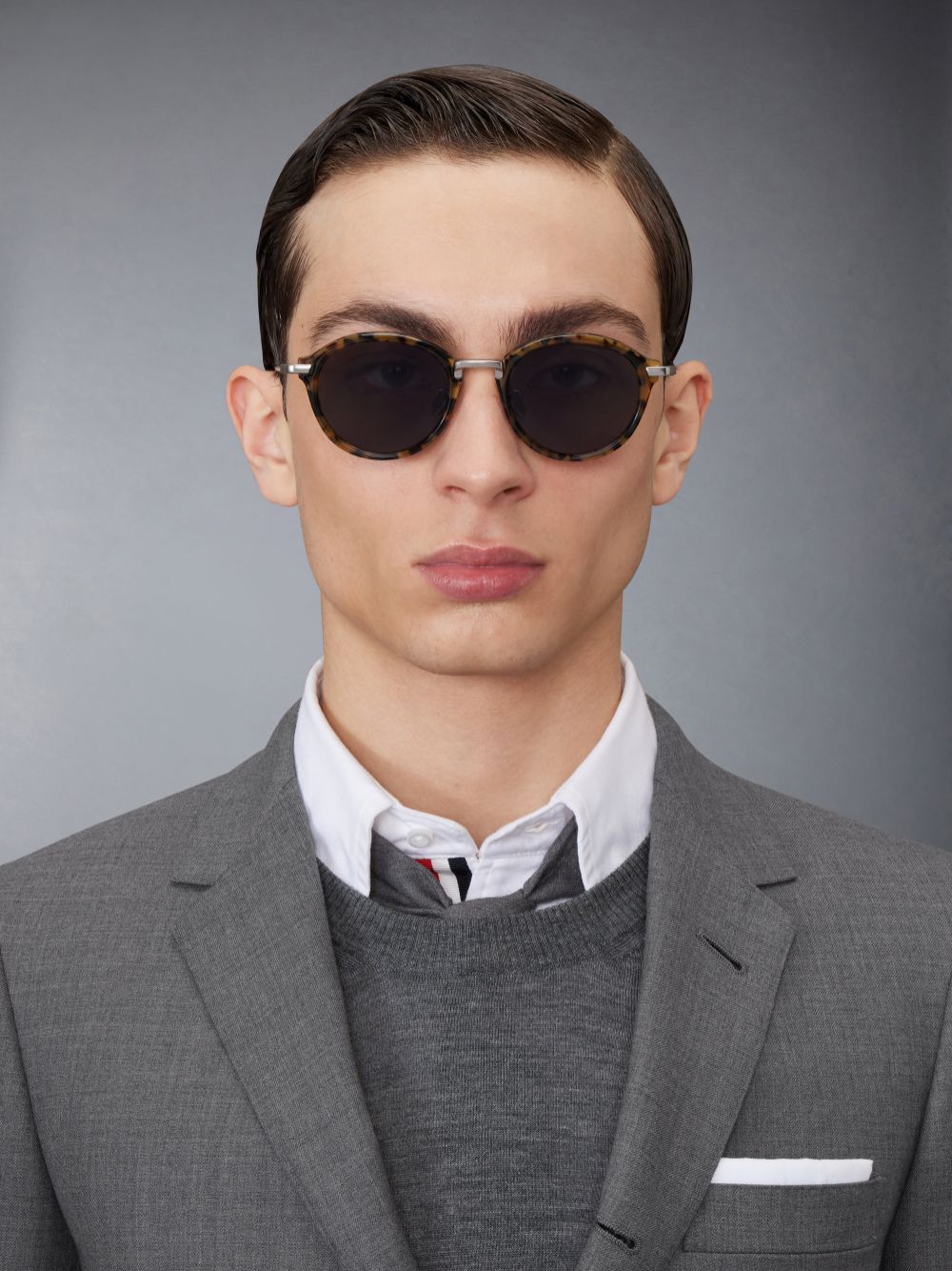 Thom Browne Tortoise Acetate And Titanium Round Uomo Occhiali da Sole Marroni | INA47C25015