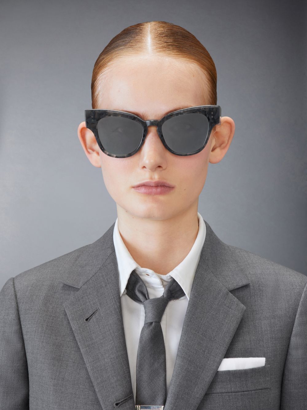 Thom Browne Tortoise Acetate Cateye Uomo Occhiali da Sole Grigie | NOU38E62772