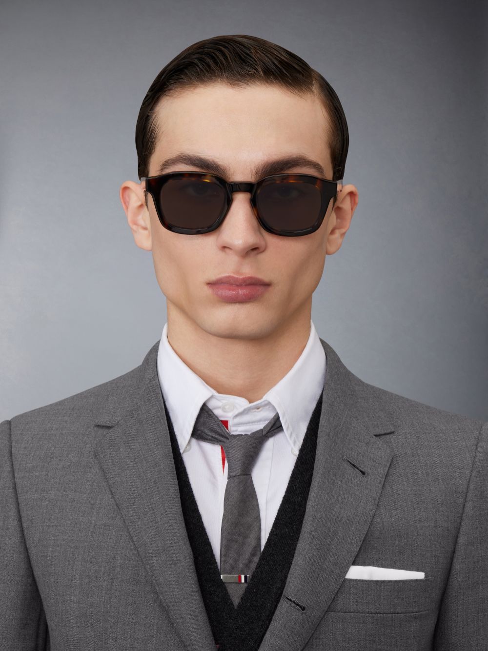 Thom Browne Tortoise Acetate Rectangular Uomo Occhiali da Sole Marroni | FXI99B53583