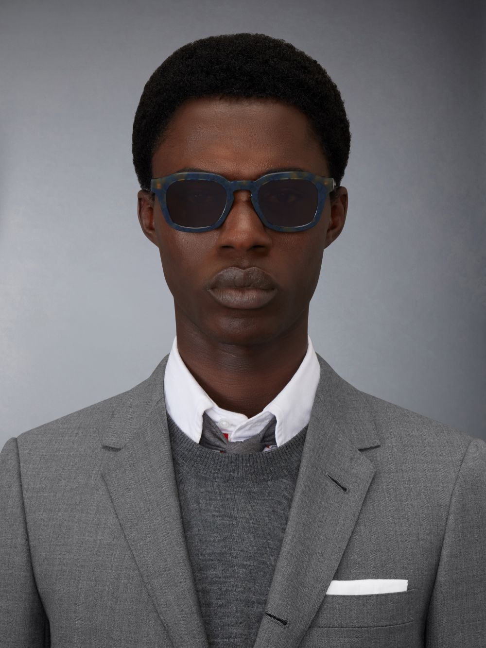 Thom Browne Tortoise Acetate Rectangular Uomo Occhiali da Sole Blu | XUL20J22623