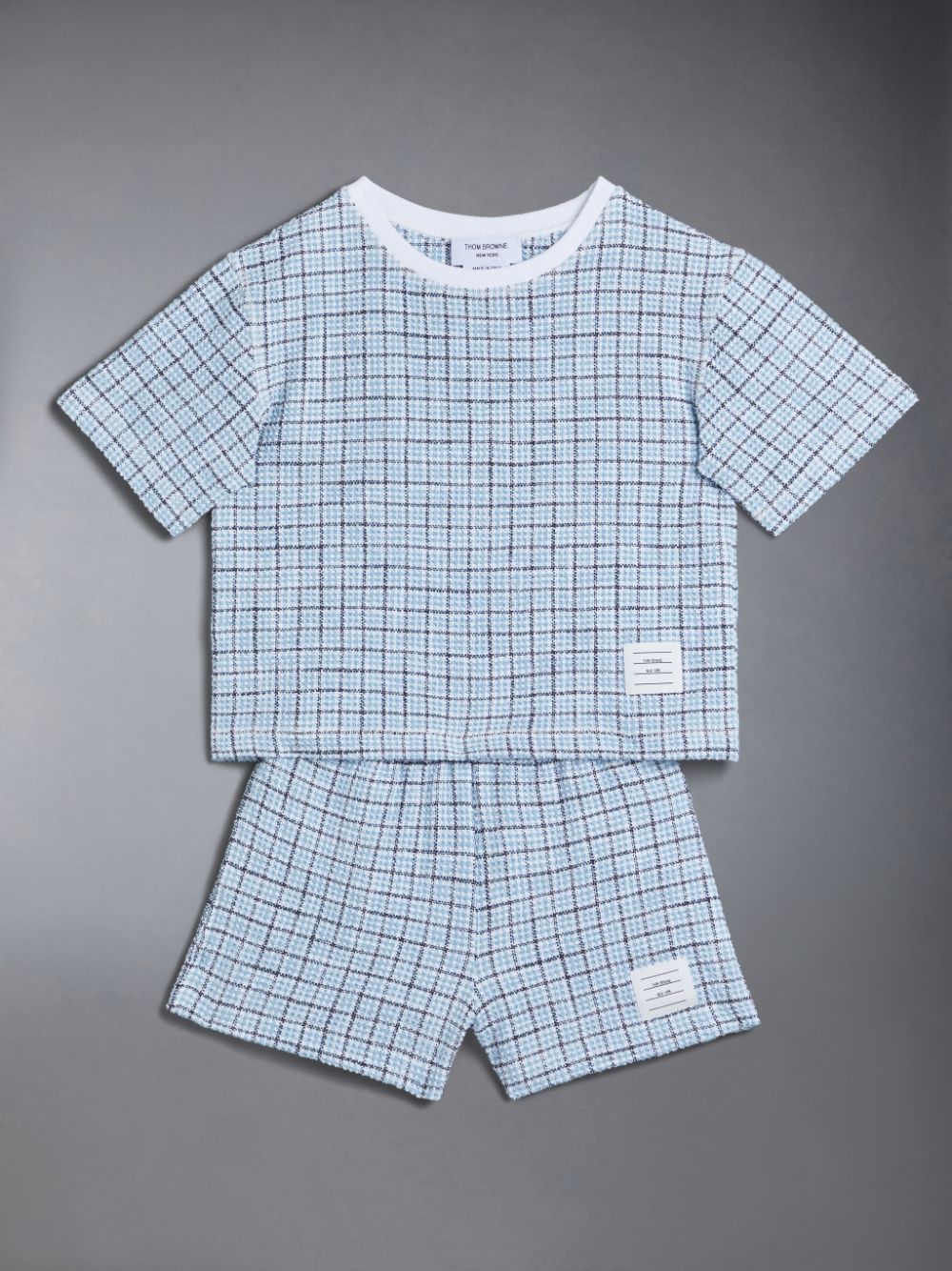 Thom Browne Tweed Jersey Boxy Ragazzo Magliette Blu | ZII64S76708