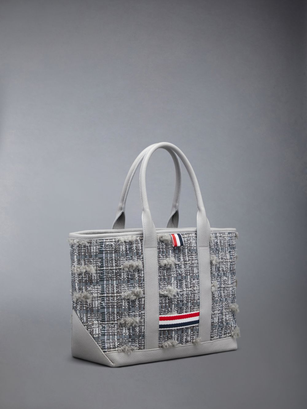 Thom Browne Tweed Leather Small Tool Donna Borse Tote Grigie | MLA71C14016