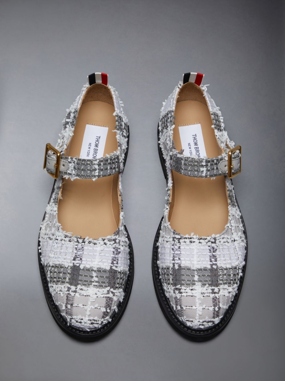 Thom Browne Tweed Micro Sole John Donna Ballerine Grigie | IZG04W17728