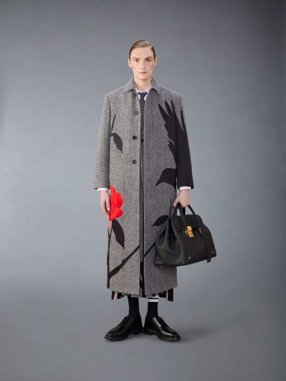 Thom Browne Tweed Raven Unstructured Sack Sport Uomo Cappotti Nere | FUS94D69688