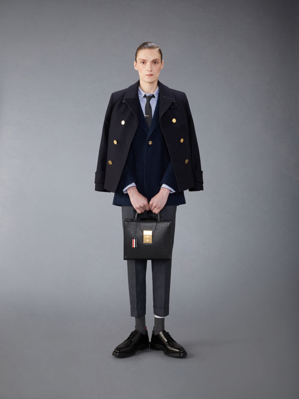 Thom Browne Tweed Unstructured Sack Sport Uomo Cappotti Blu | JWR07E80391