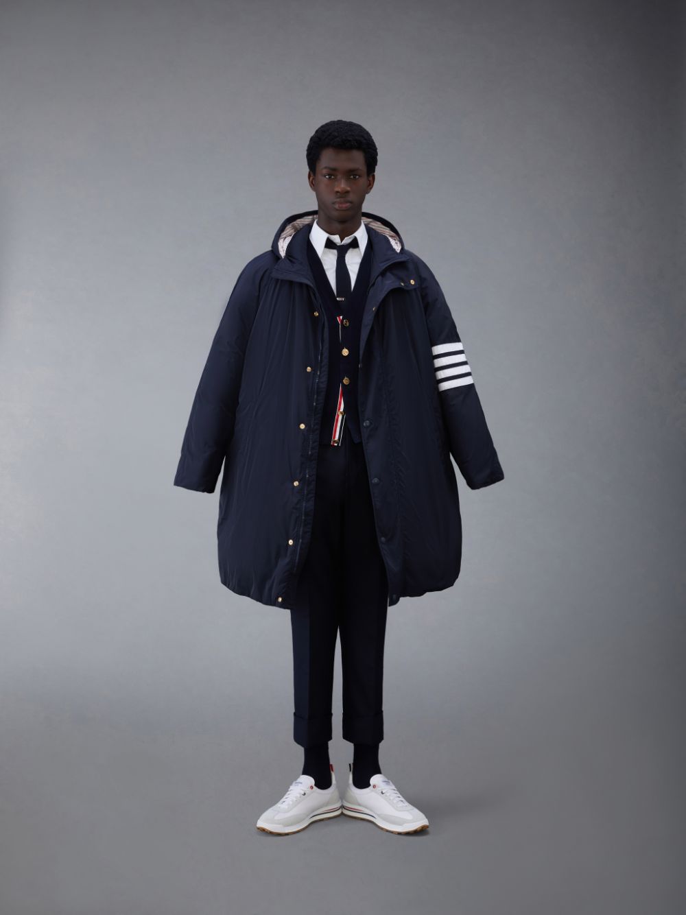 Thom Browne Twill 4-Bar Football Sideline Uomo Parka Blu | CPY93V57614