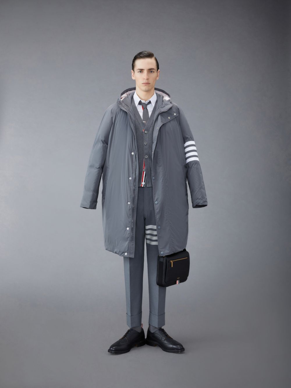 Thom Browne Twill 4-Bar Football Sideline Uomo Parka Grigie | JZN53X20858