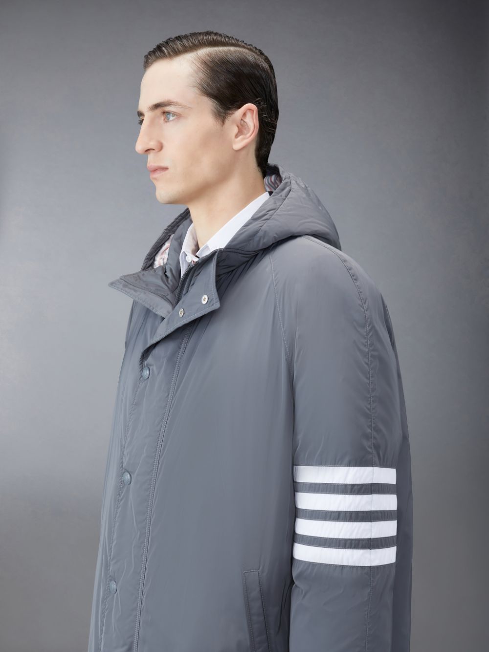 Thom Browne Twill 4-Bar Football Sideline Uomo Parka Grigie | JZN53X20858