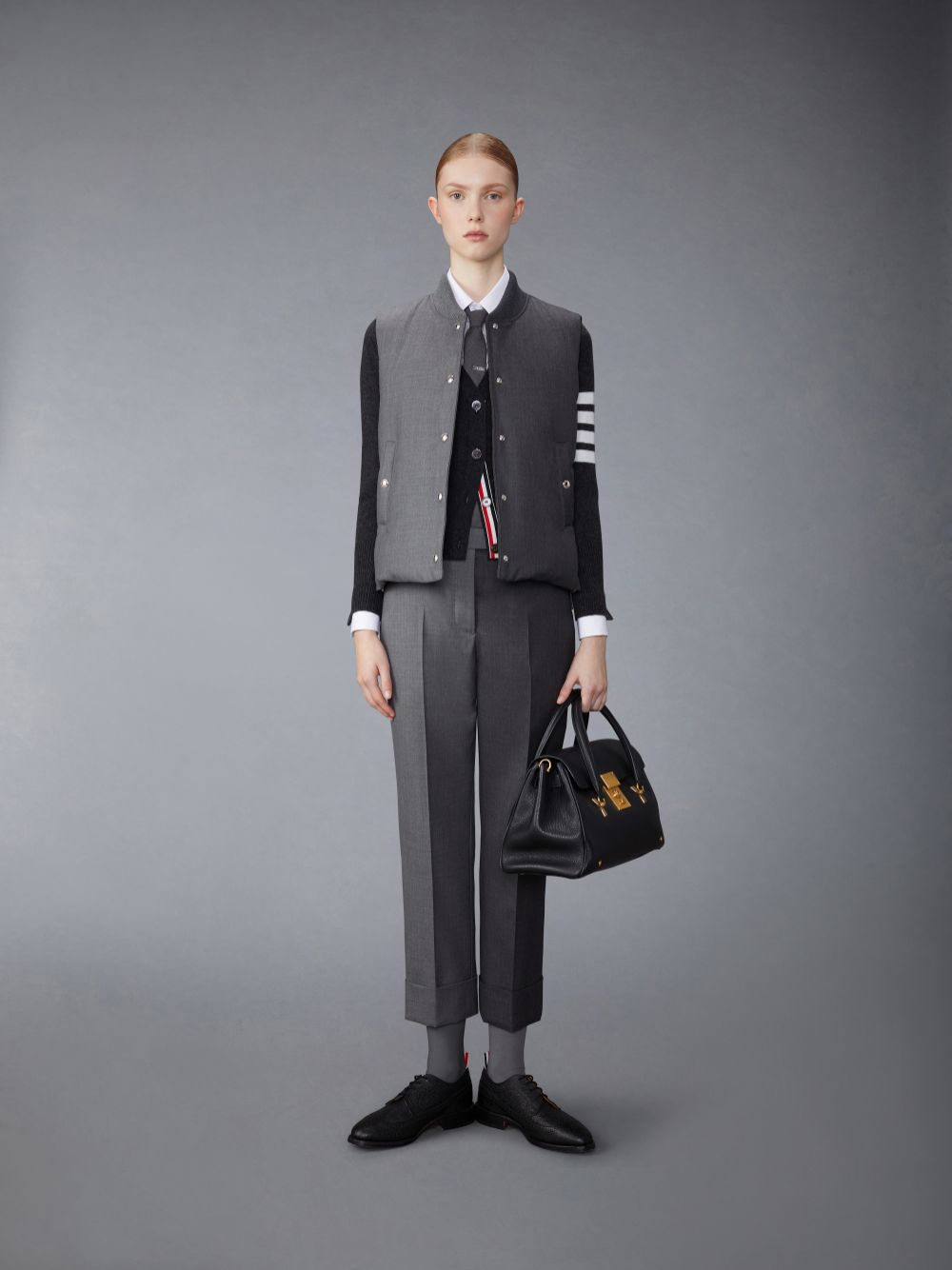 Thom Browne Twill Down Classic Donna Gilet Grigie | JXL14Y43234