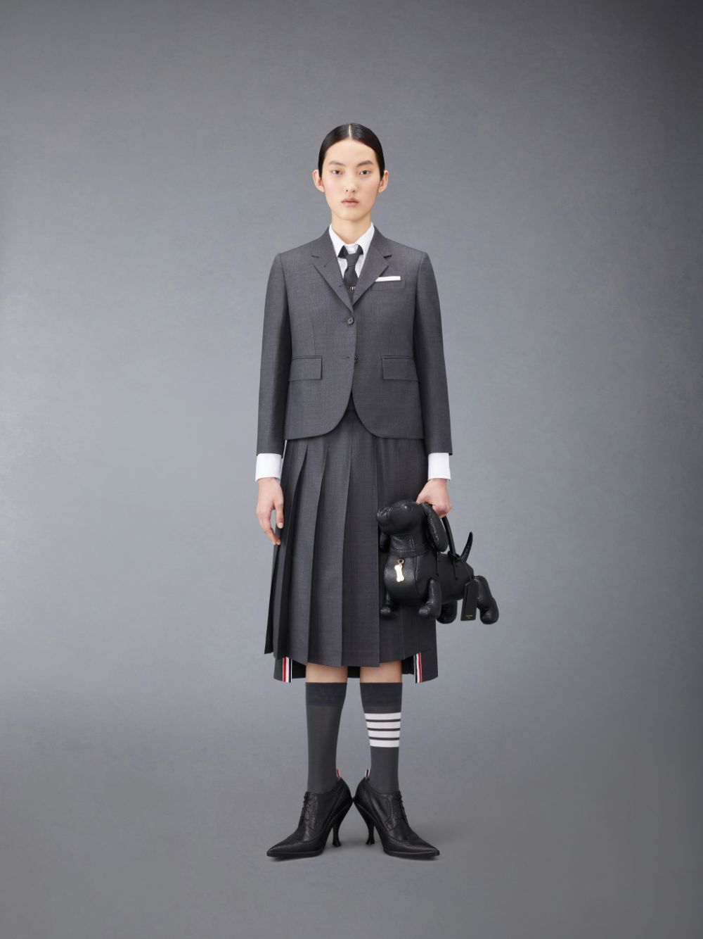 Thom Browne Twill Pleated Midi Donna Gonne Grigie | EDF44I20042