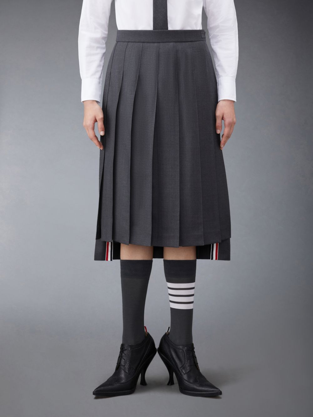 Thom Browne Twill Pleated Midi Donna Gonne Grigie | EDF44I20042