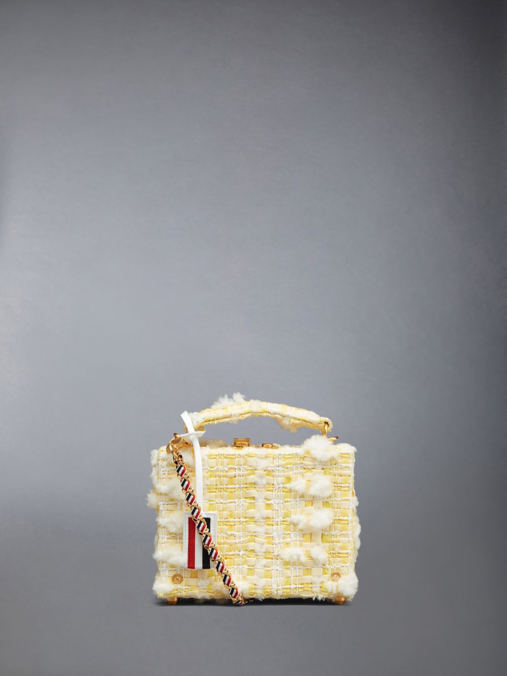 Thom Browne Twill Pouf Tweed Woven Chain Micro Attache Case Uomo Borse Crossbody Gialle | GEL77S74357