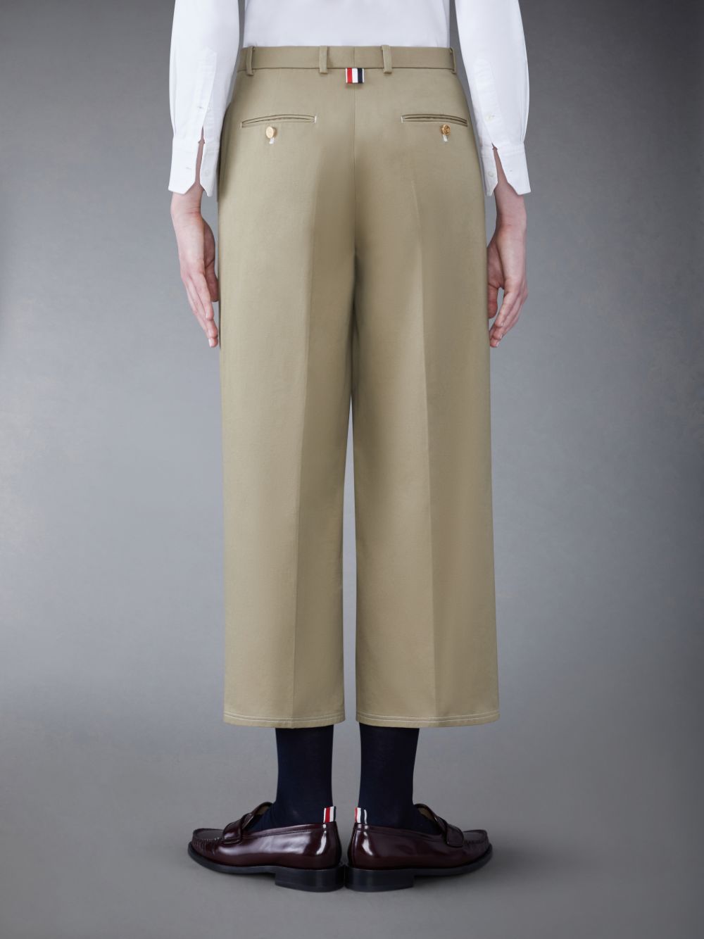 Thom Browne Twill Relaxed Pleated Donna Pantaloni Beige | NAT46B83196