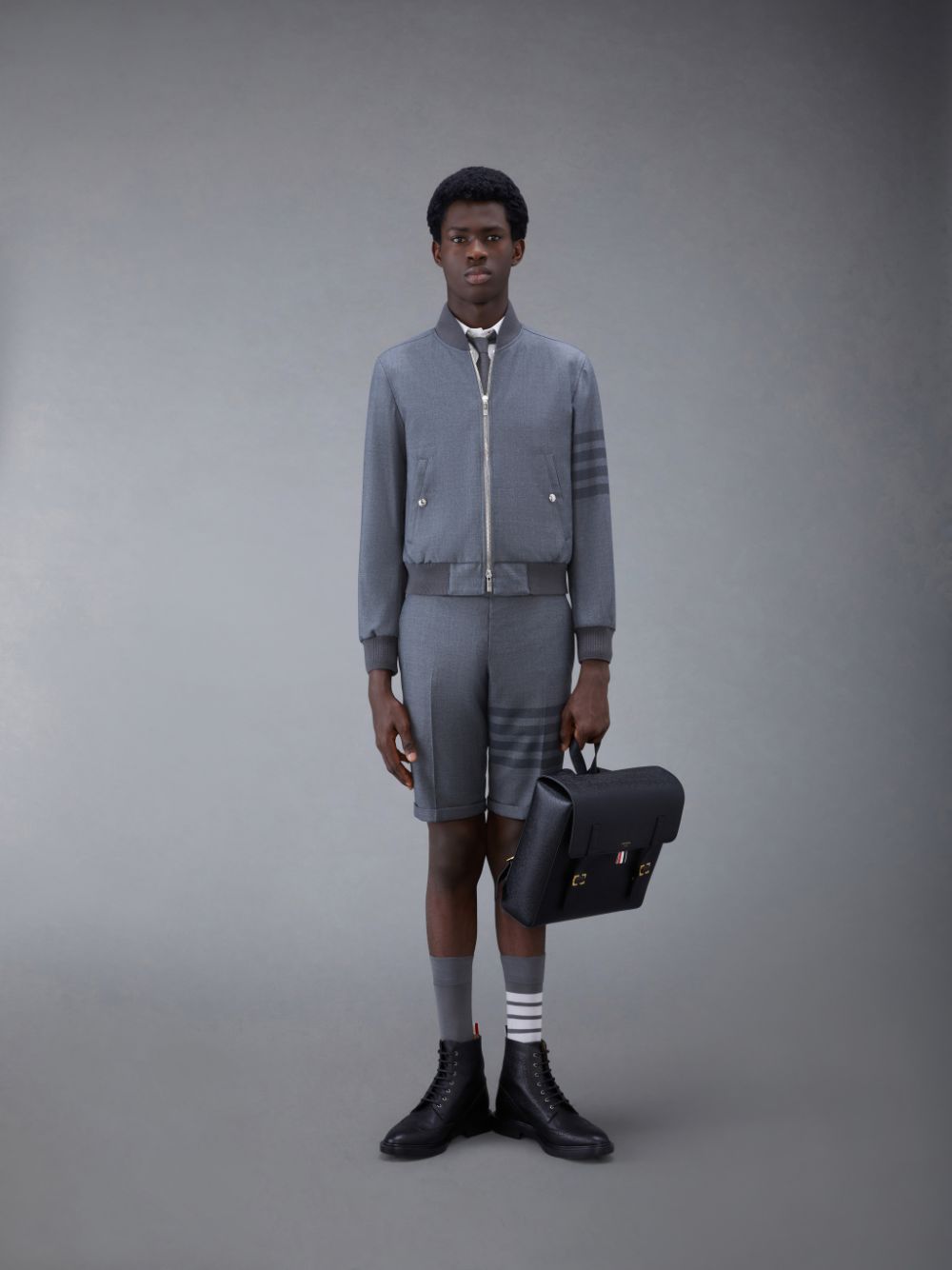 Thom Browne Twill School Uniform 4-Bar Blouson Uomo Giacche Grigie | XDK47V13084