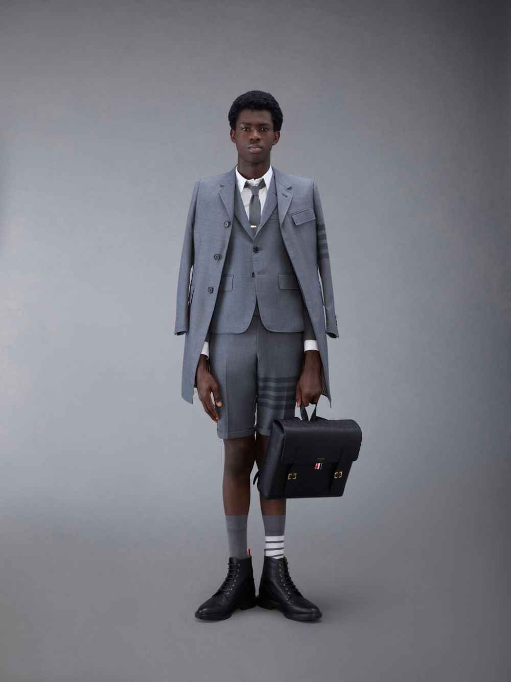 Thom Browne Twill School Uniform 4-Bar High Armhole Sport Uomo Cappotti Grigie | SBJ37U68081