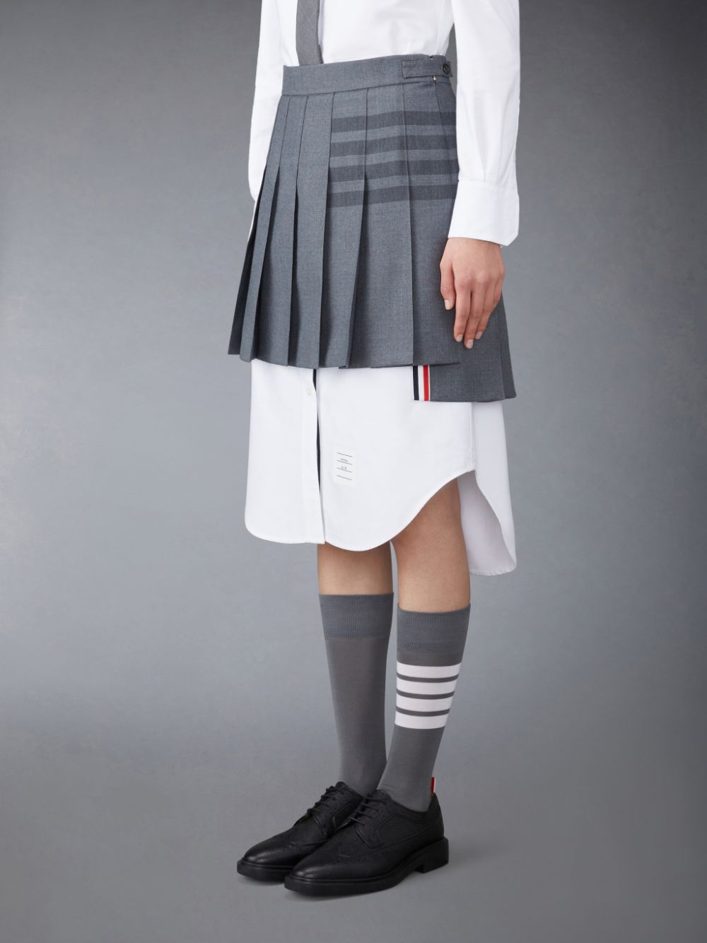 Thom Browne Twill School Uniform 4-Bar Pleated Mini Donna Gonne Grigie | CGA42P56828