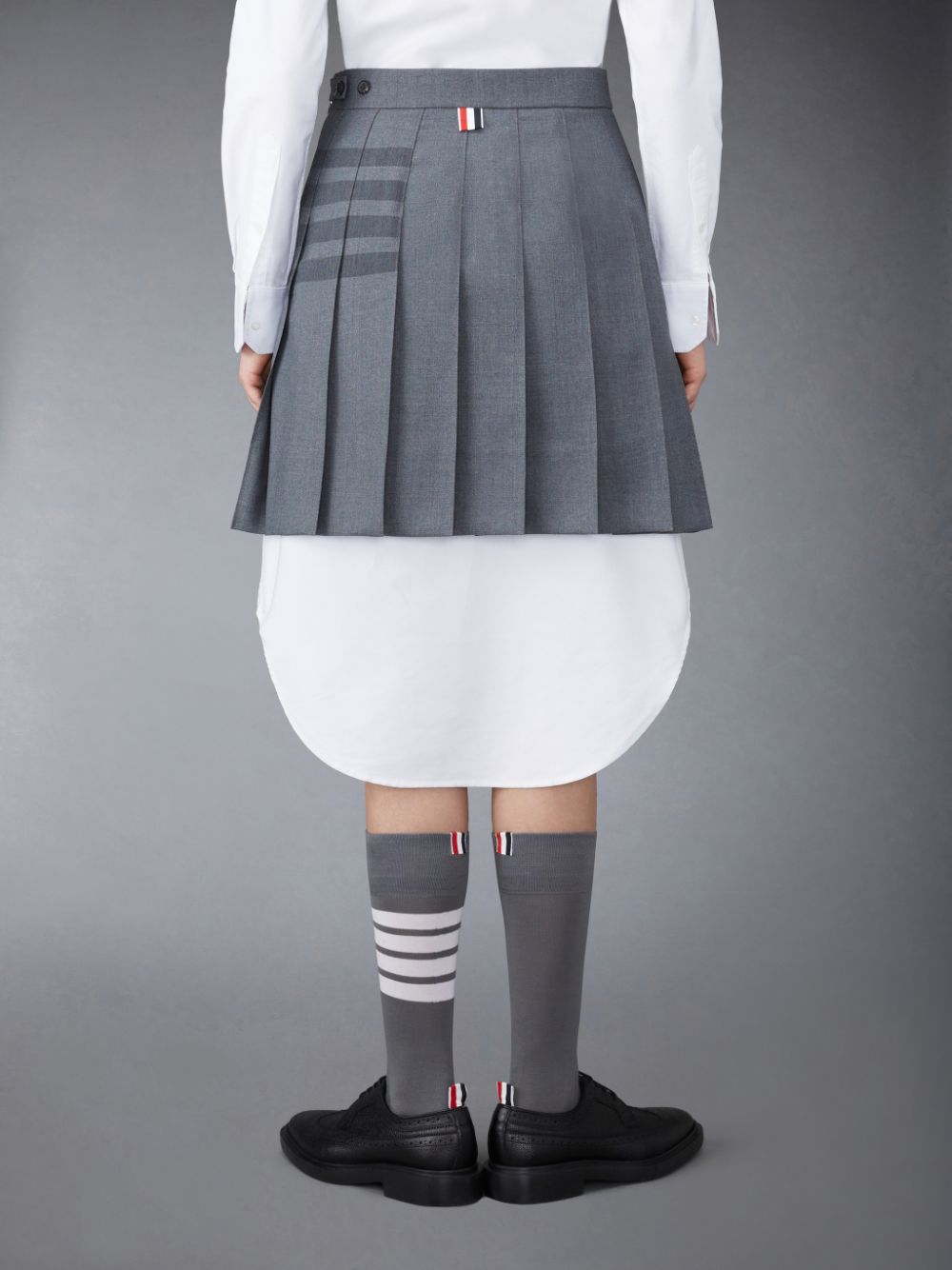 Thom Browne Twill School Uniform 4-Bar Pleated Mini Donna Gonne Grigie | CGA42P56828