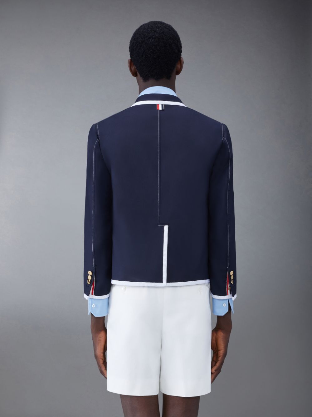 Thom Browne Twill Tipping Sack Sport Uomo Cappotti Blu | JWT00R30007