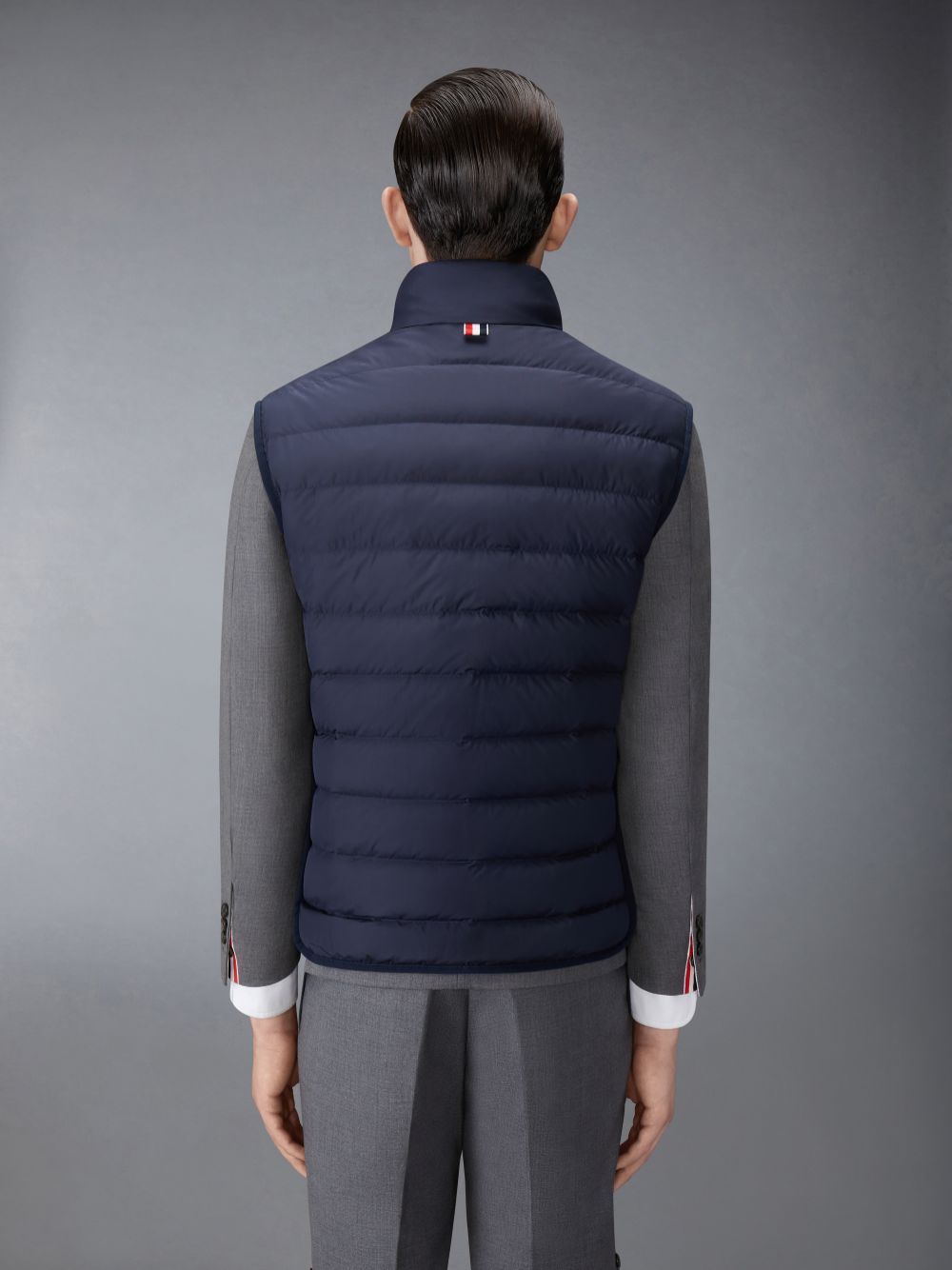 Thom Browne ULTRA LIGHT NYLON TECH FUNNEL NECK DOWN Uomo Gilet Blu | IHV10D01602