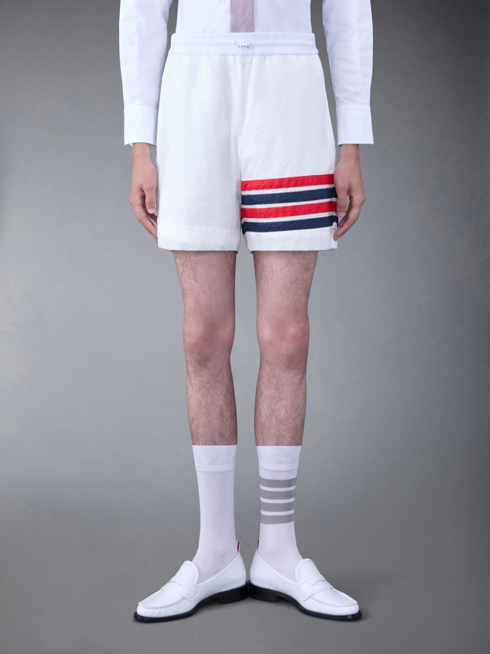 Thom Browne Ultralight Ripstop 4-Bar Mid Thigh Uomo Pantaloncini Bianche | LMX29P71807