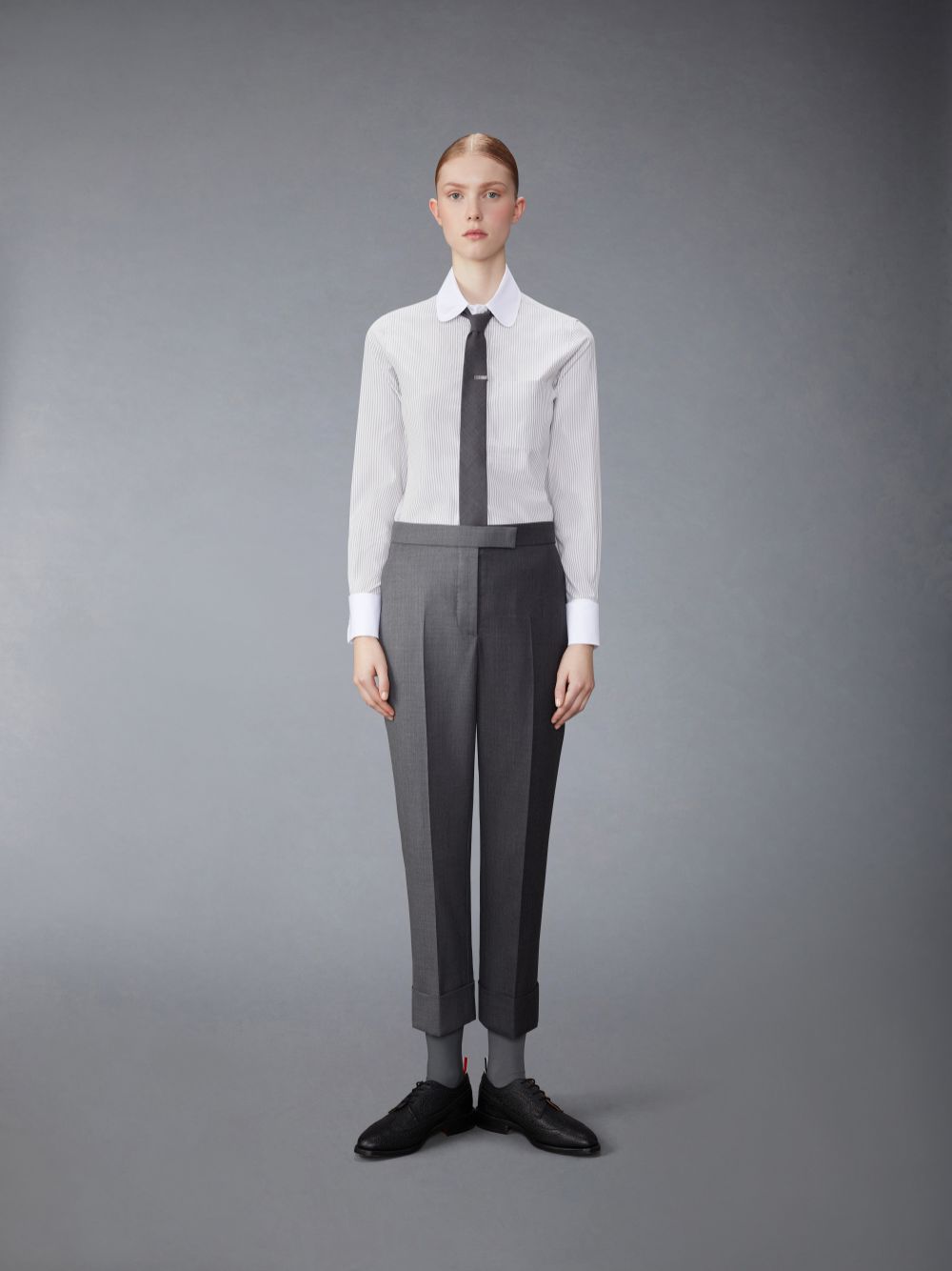 Thom Browne University Stripe Cotton Silk Round Collar Donna Camicie Bianche | XYW43M40237