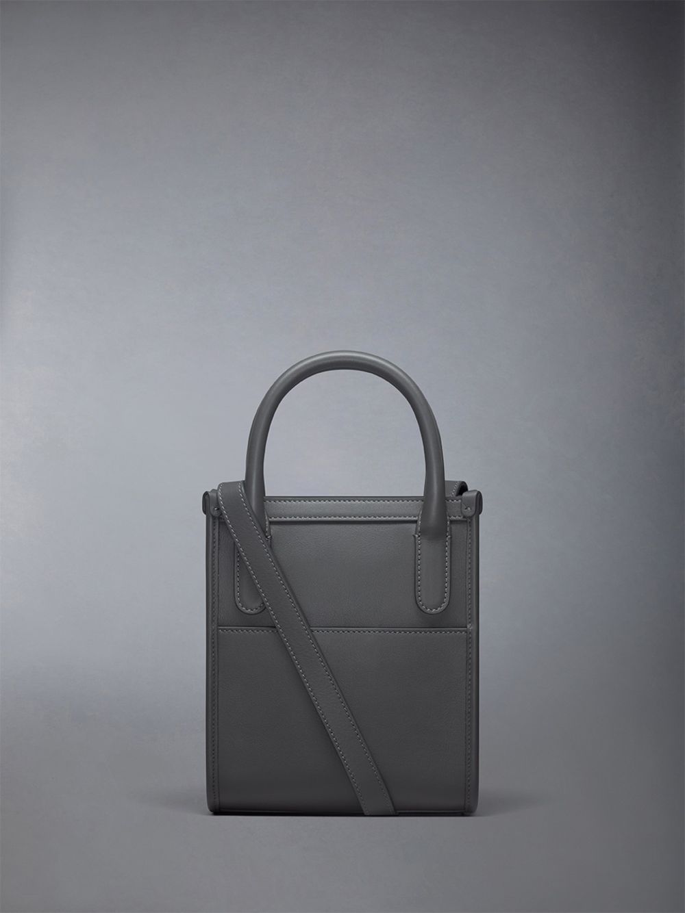 Thom Browne Vertical Mini W/ 4 Bar Stripes in Smooth Calf Donna Borse Tote Grigie | MYD31Y17870