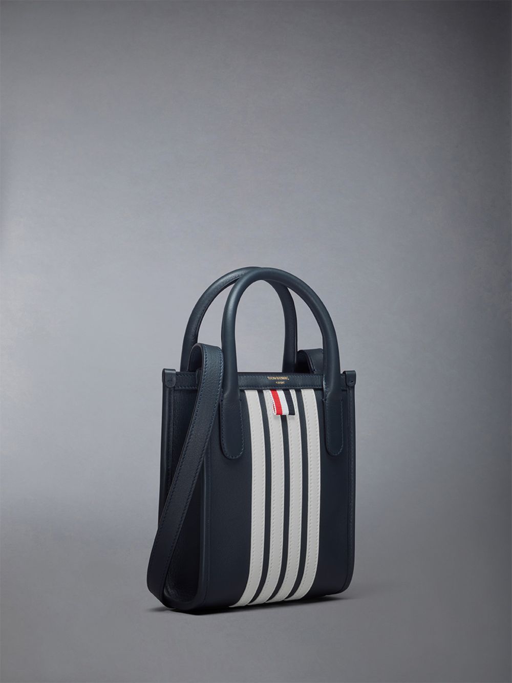 Thom Browne Vertical Mini W/ 4 Bar Stripes in Smooth Calf Uomo Borse Tote Blu | CBK21G30281