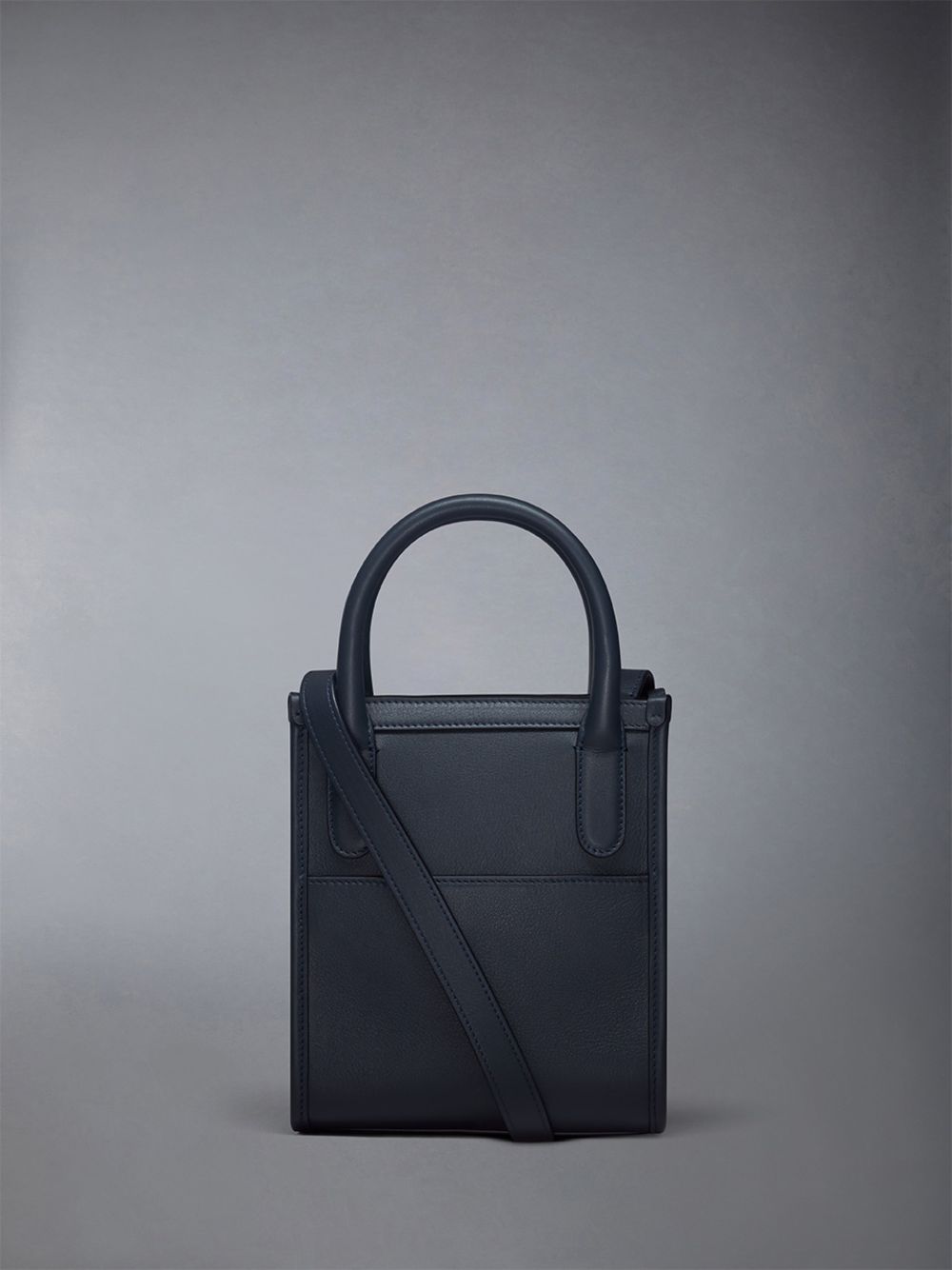 Thom Browne Vertical Mini W/ 4 Bar Stripes in Smooth Calf Uomo Borse Tote Blu | CBK21G30281