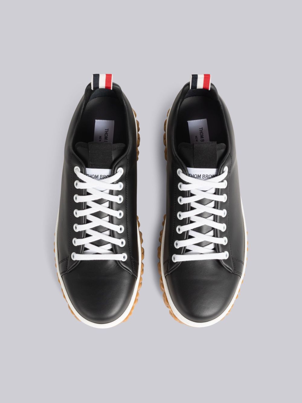 Thom Browne Vitello Calf Cable Knit Sole Court Uomo Sneakers Nere | MWN30J64777