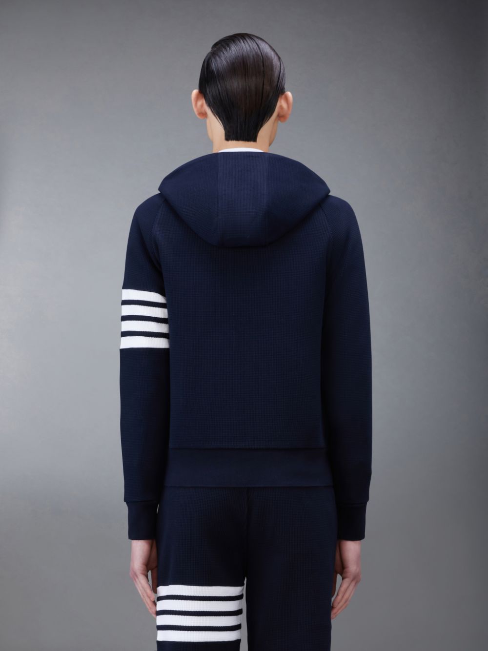 Thom Browne Waffle Raglan Full Zip Uomo Felpa con Cappuccio Blu | GGE58S82877