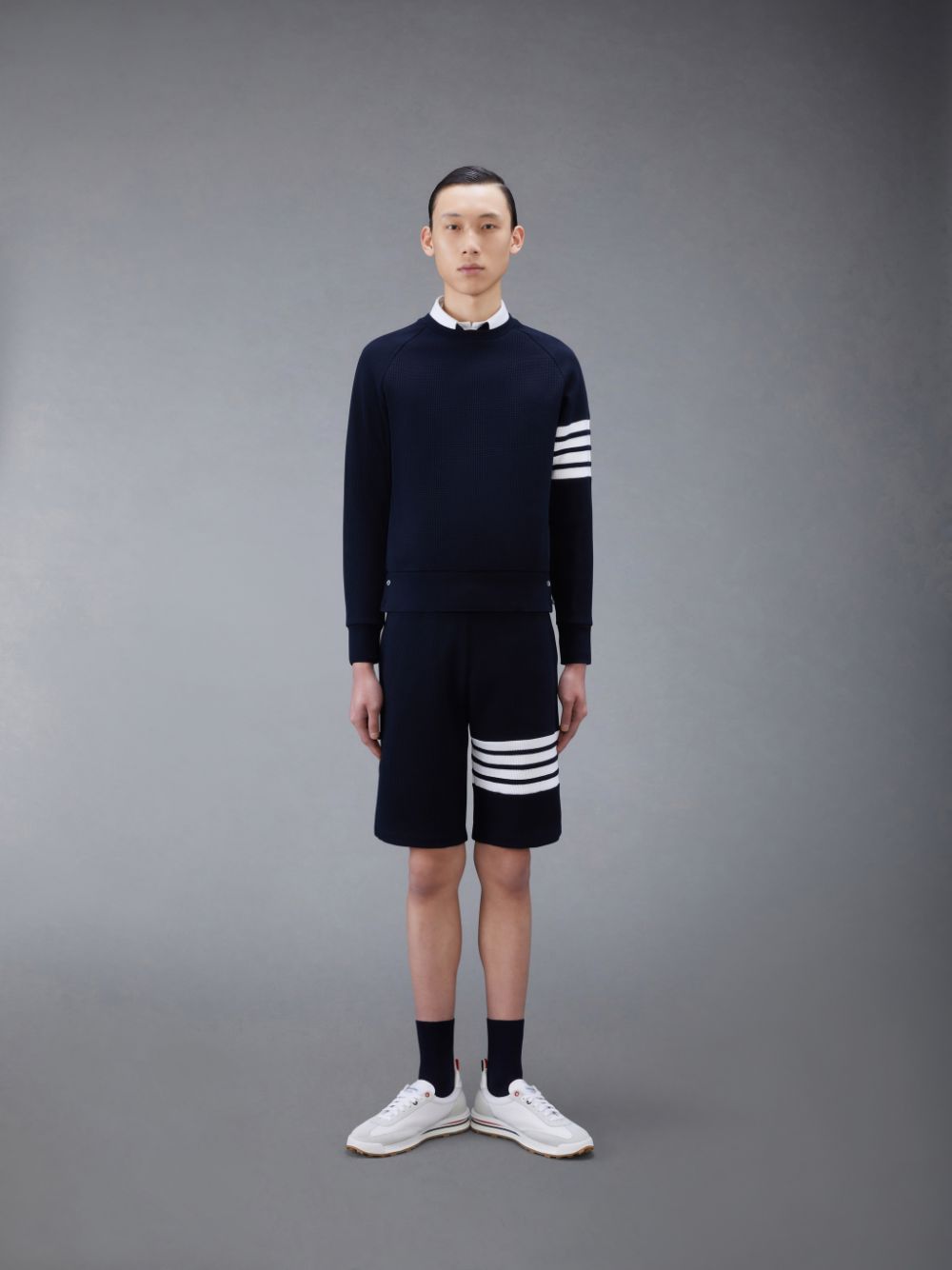 Thom Browne Waffle Raglan Uomo Felpe Blu | EPD88S86007