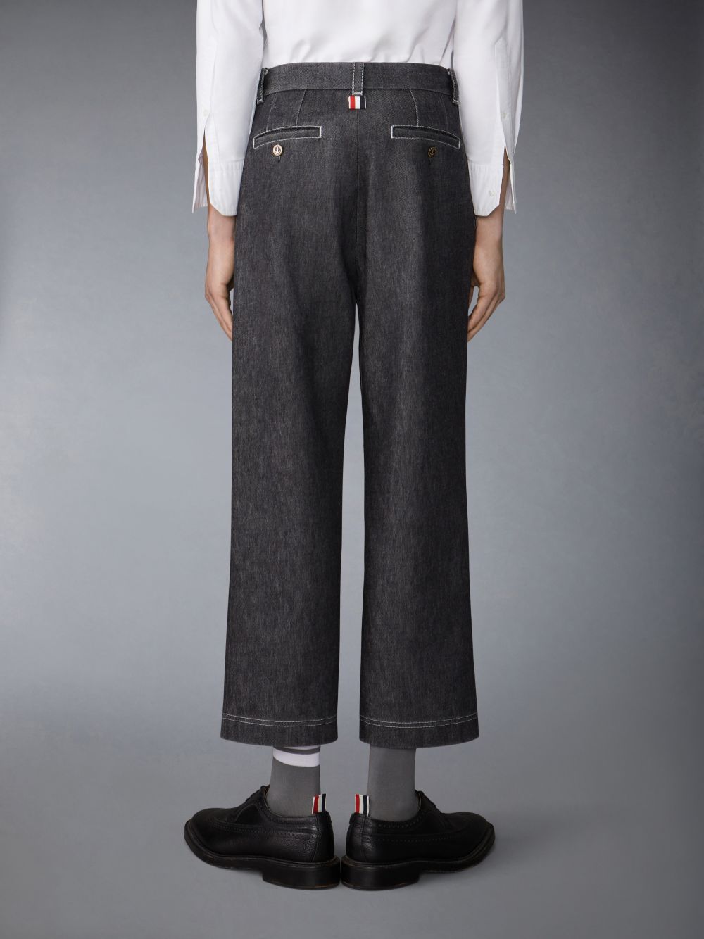 Thom Browne Washed Denim Contrast Topstitching Unconstructed Single Welt Pocket Uomo Pantaloni Nere | UAB33B78689