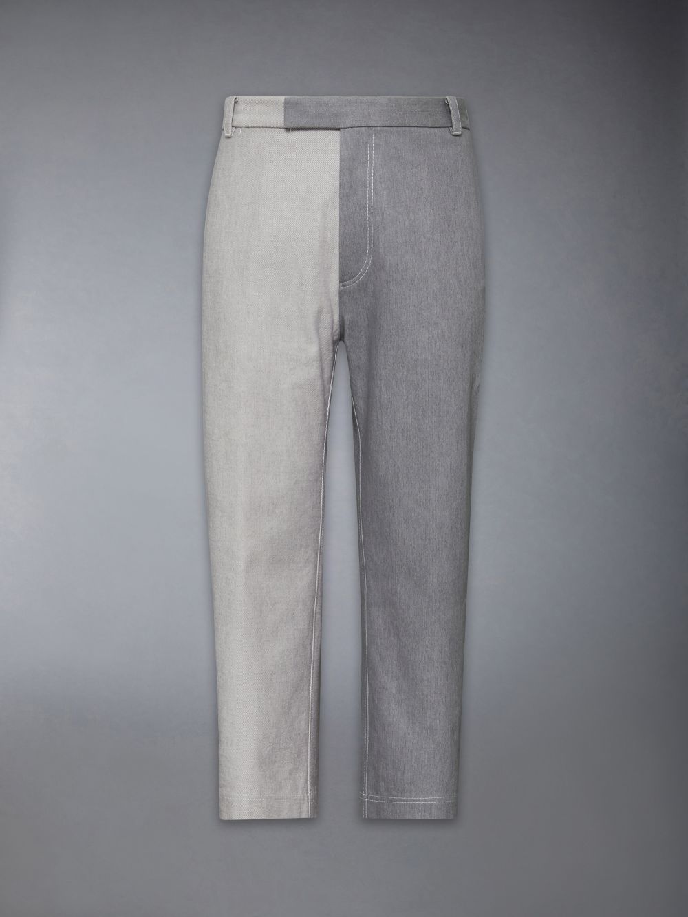 Thom Browne Washed Denim Contrast Topstitching Unconstructed Straight Leg Uomo Pantaloni Grigie | BYI62S07729