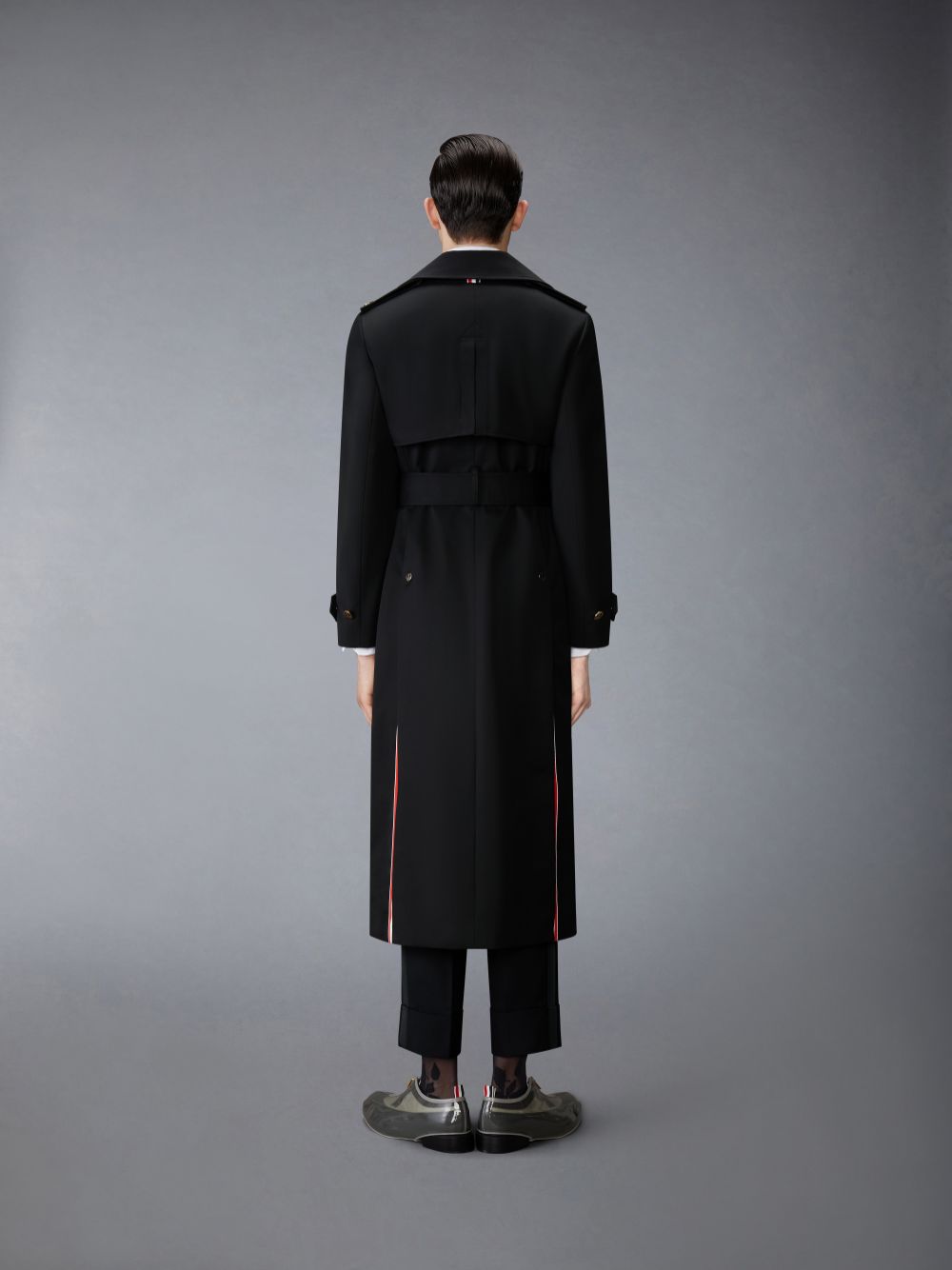 Thom Browne Waterproof Cotton Twill Elongated Trench Uomo Cappotti Nere | DVX14Y53558