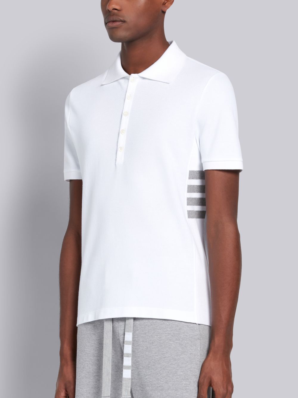 Thom Browne White Classic Cotton Pique Side Insert 4-Bar Uomo Polo Bianche | PPC44G06479