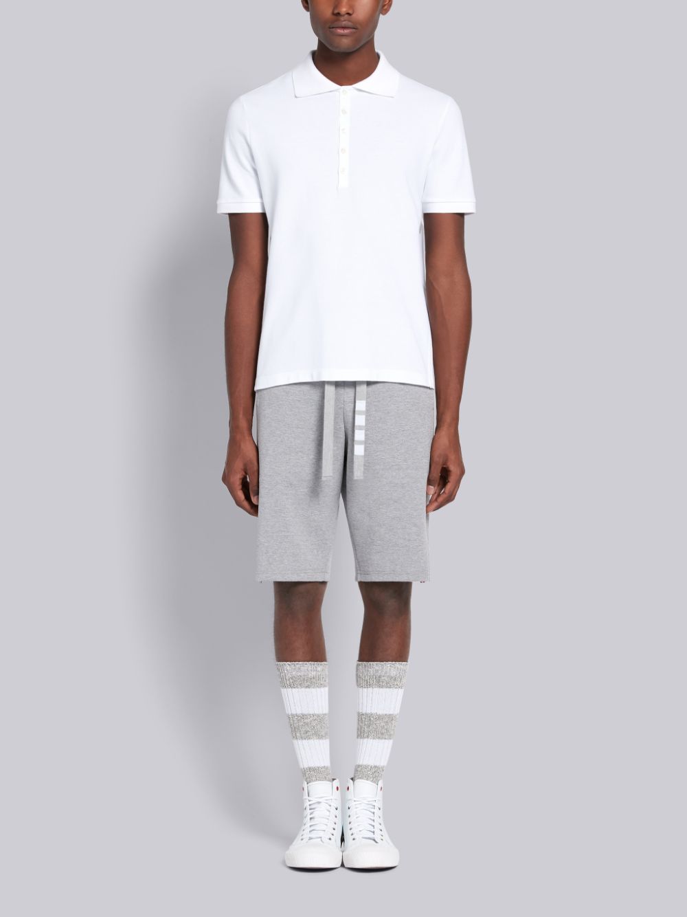 Thom Browne White Classic Cotton Pique Side Insert 4-Bar Uomo Polo Bianche | PPC44G06479