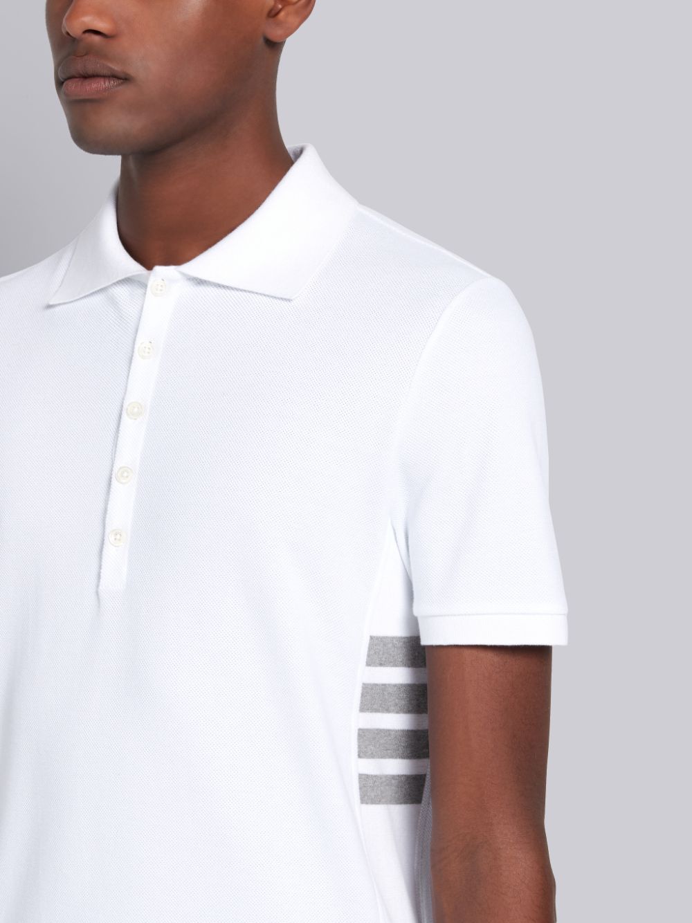 Thom Browne White Classic Cotton Pique Side Insert 4-Bar Uomo Polo Bianche | PPC44G06479