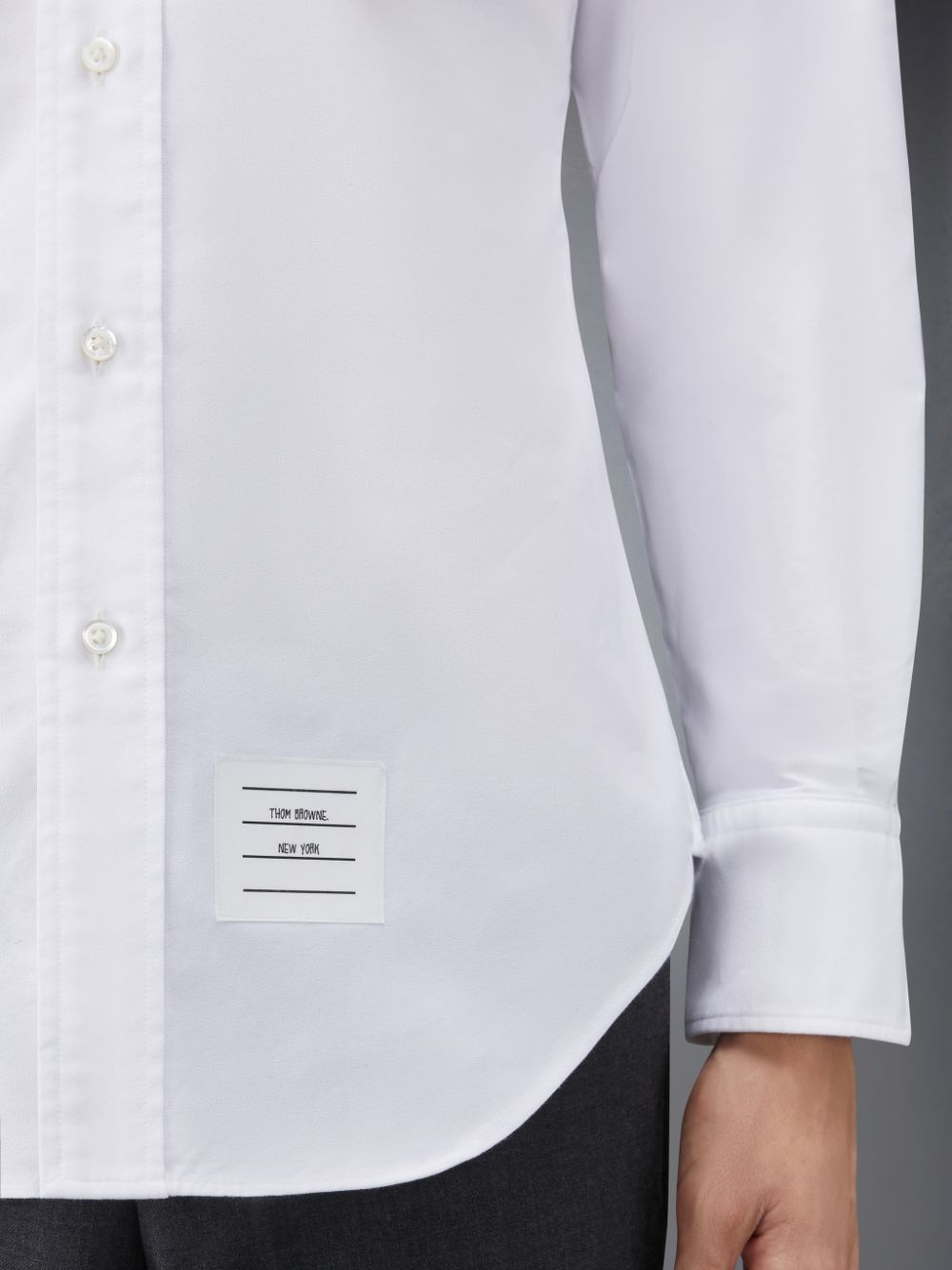 Thom Browne White Cotton Oxford Grosgrain Placket Uomo Camicie Bianche | NSH55U17378