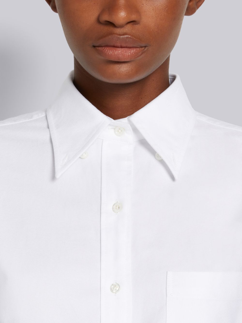 Thom Browne White Oxford High Waisted A-Line Below The Knee Shirt Donna Vestito Bianche | DMK70M04270