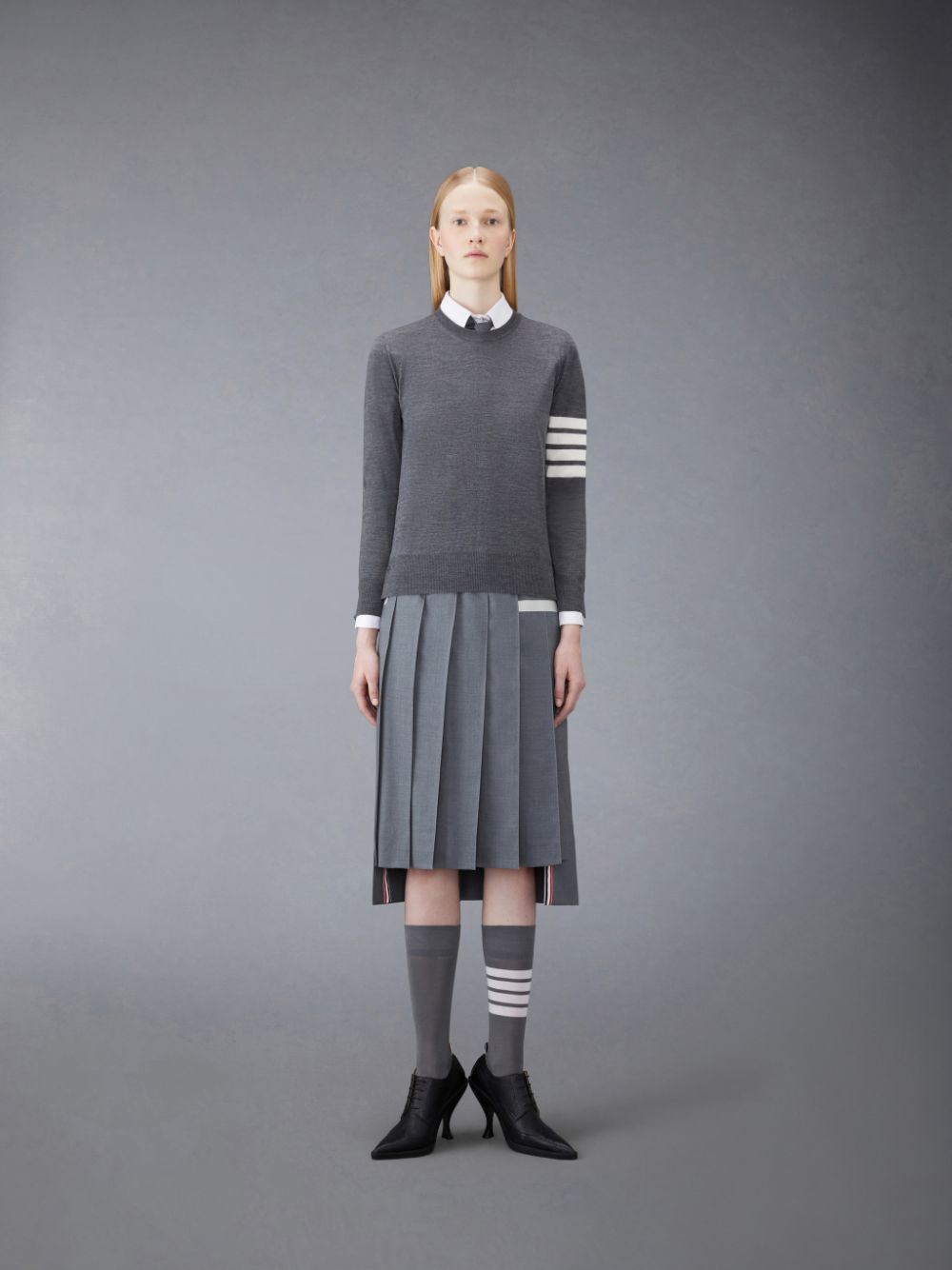 Thom Browne Wool 4-Bar Relaxed Donna Pullover Grigie | CLT47A59688