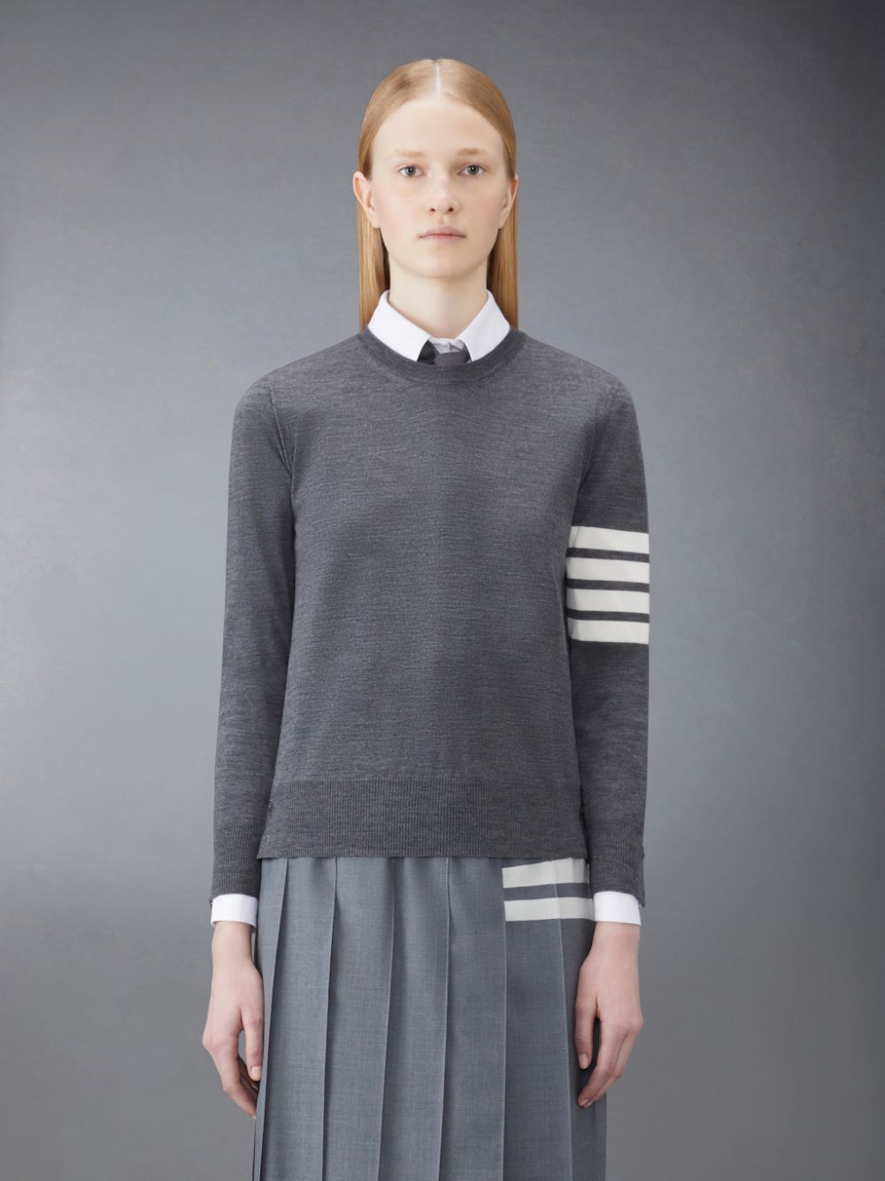 Thom Browne Wool 4-Bar Relaxed Donna Pullover Grigie | CLT47A59688