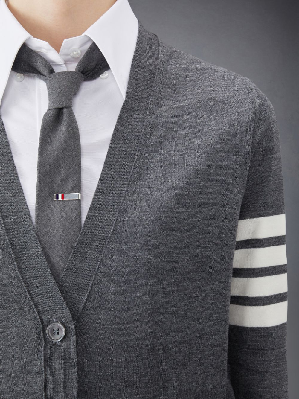 Thom Browne Wool 4-Bar Relaxed V-Neck Donna Cardigan Grigie | LIR15X63889