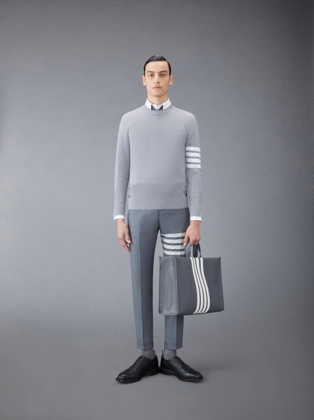 Thom Browne Wool 4-Bar Uomo Pullover Grigie | FFQ01U81905