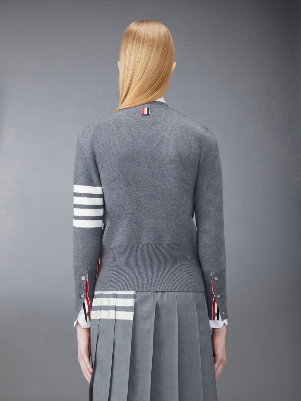 Thom Browne Wool 4-Bar V-Neck Donna Cardigan Grigie | PWZ10A14968