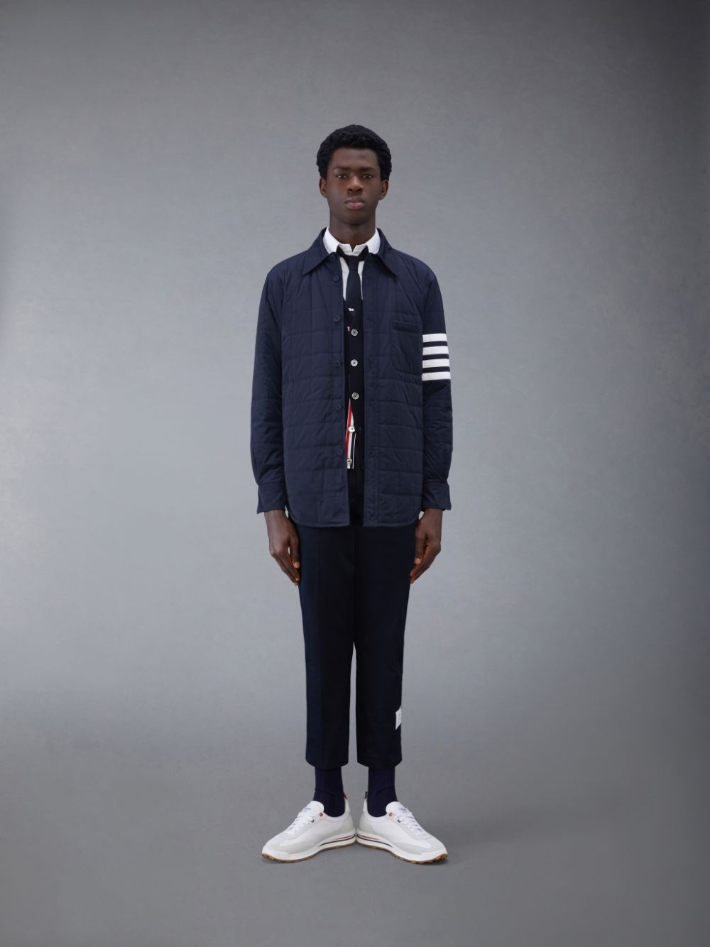 Thom Browne Wool 4-Bar V-Neck Uomo Cardigan Blu | FJI61U91002