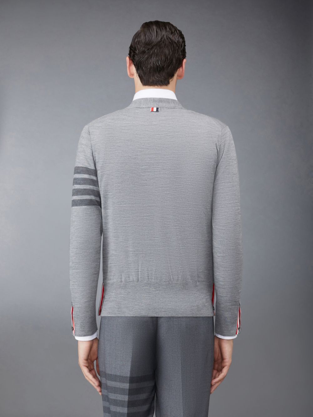 Thom Browne Wool 4-Bar V-Neck Uomo Cardigan Grigie | UEO58P71458