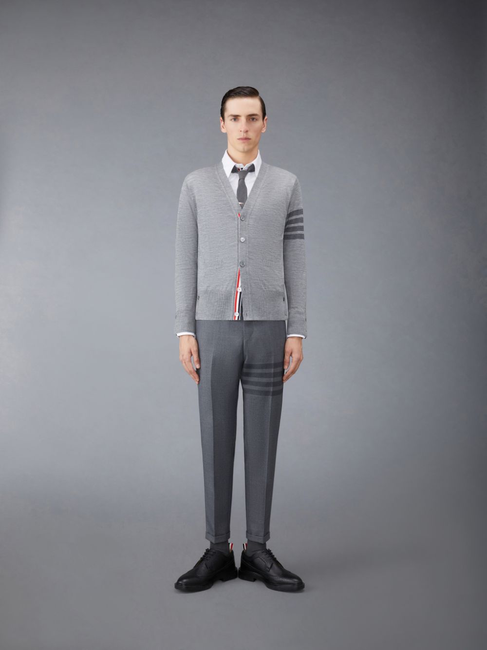 Thom Browne Wool 4-Bar V-Neck Uomo Cardigan Grigie | UEO58P71458