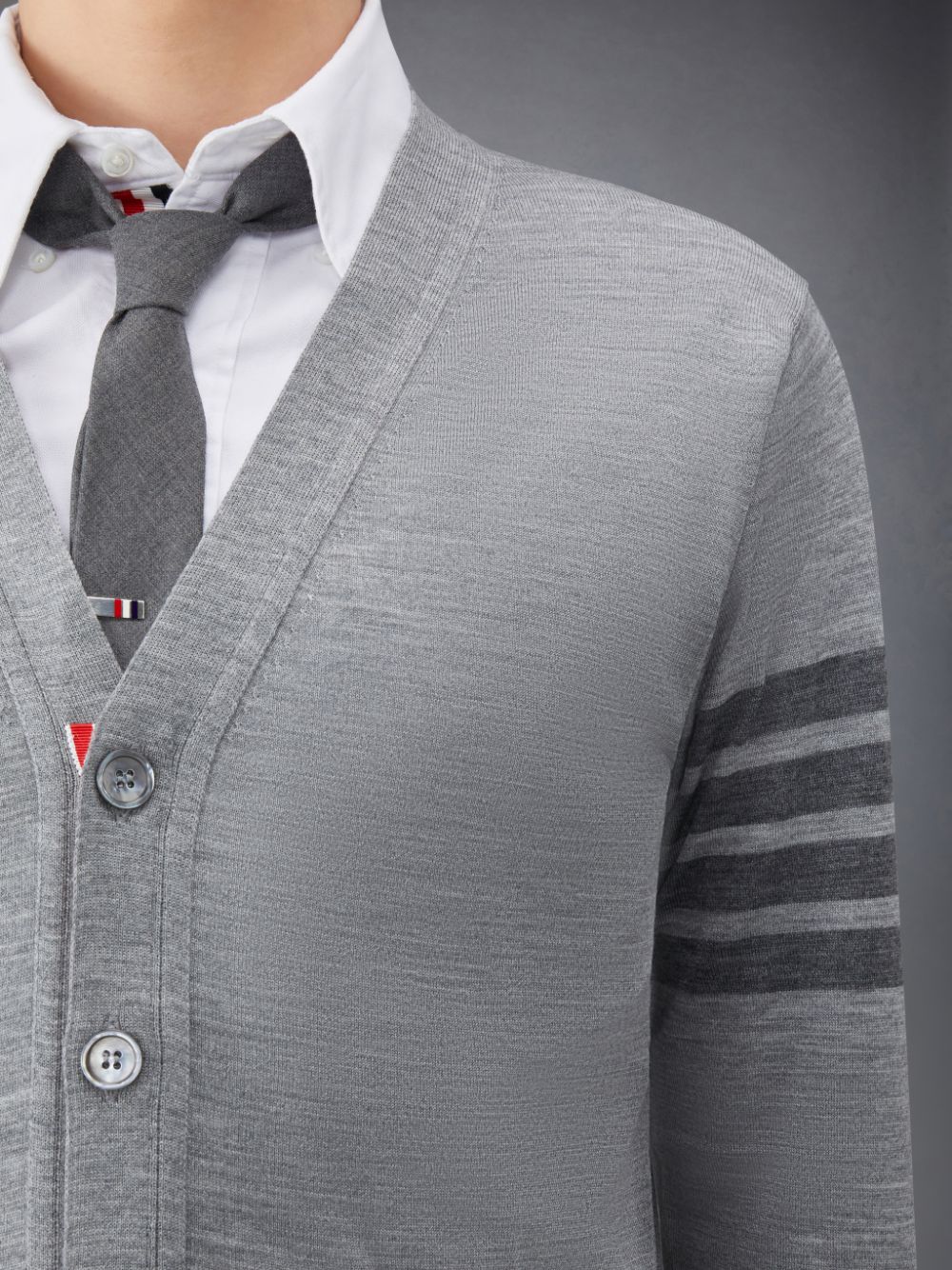 Thom Browne Wool 4-Bar V-Neck Uomo Cardigan Grigie | UEO58P71458